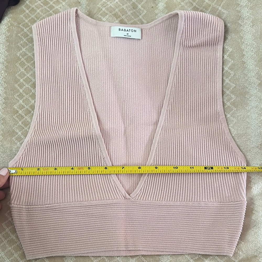 Babaton Pink Ribbed Women's Top